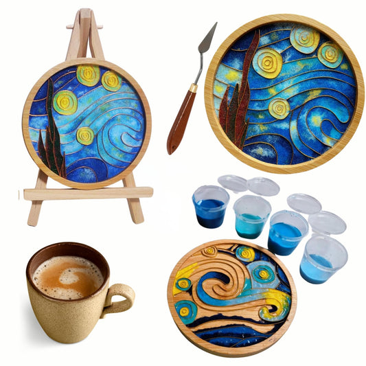 DIY Coaster Craft Kits, Cloisonne Filigree Enamel Art Painting Crafts Coasters Starter Kit, DIY Craft Coasters Supplies for Adults, Hobby for Adults Women Elderly, Handmade Home Decor Gifts