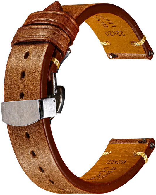 REZERO Quick Release Watch Band, Top Grain Leather Watch Straps, Italian Calfskin Watchbands Replacement 18mm 19mm 20mm 21mm 22mm 23mm 24mm for Men, Women