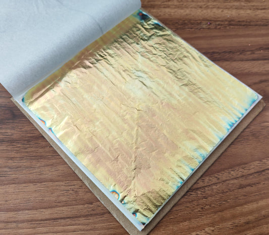 JINRUISI Variegated Gold Foil Leaf 50 Sheets Booklet Colorful Imitation Gold Leaf Gilding Craft Decoration Art (Autumn Harvest)