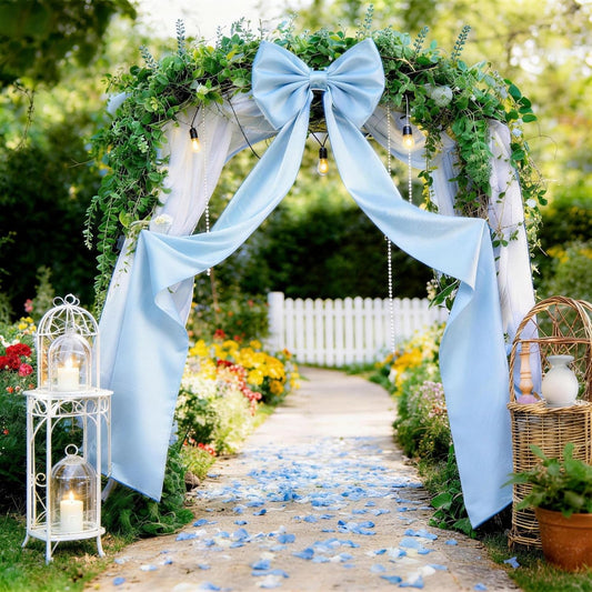Skiennix Extra Long Satin Blue Bow - Elegant Wall Decor for Coquette Room | 70x20 Inch for Special Occasions