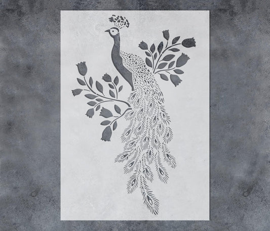 GSS Designs Peacock Stencils - 12x16Inch Reusable Large Peacock on Tree Stencils for Painting on Wood, Wall, Canvas, Fabric, Furniture, Crafts