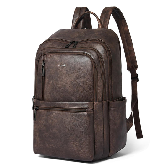 Shrrie Leather 17 inch Laptop Backpack for Women, Large Travel Backpack Purse for Casual Daypack College Work Bag