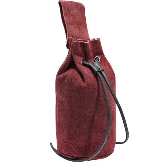 Mythrojan Drawstring Belt Bag Renaissance Costume Accessories Medieval Suede Leather Purse Viking Coin Jewelry Pouch Waist Bag for LARP, Festivals, Renfaire, Reenactments - Wine Red, 8" x 6.5"