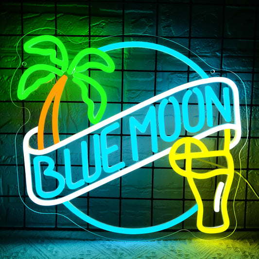 Beer Neon Sign for Wall Decor Dimmable Neon Light Up Sign for Man Cave Blue Led Business Signs Suitable for Bar Home Bar Store Bistro Party Club Restaurant Bedroom Size13.77 * 13.11In(P003)