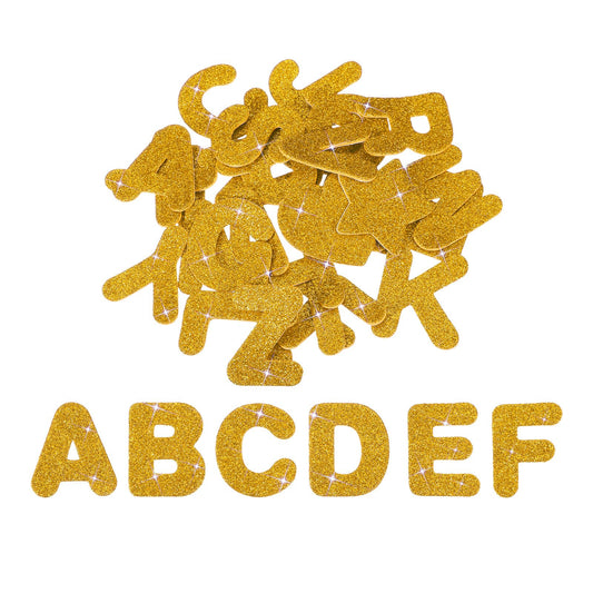 PATIKIL Alphabet Foam Stickers, 104Pcs Letters A-Z EVA Self Adhesive Glitters Foam Shape Sticker Craft Supplies for Scrapbook Card DIY Making Home Decor, Golden
