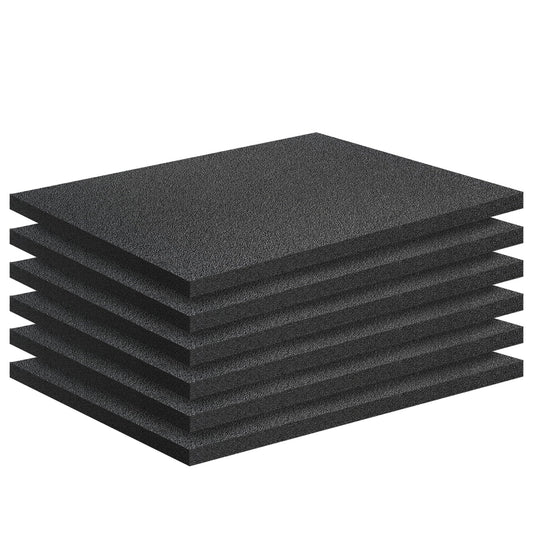 Polyethylene Foam Pads for Packing Foam Sheets Black Cuttable High Density Cushioning Inserts Protective Foam for Packing Cases and Crafts- 16" X 12" X 0.4"- 6 Pack
