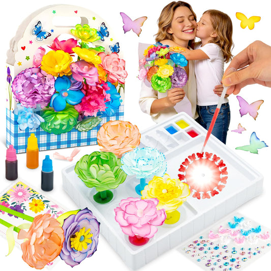 HAPMARS Paper Flowers Science Kit for Kids 4-8 8-12 – DIY Magic Color Changing Paper Flowers Kit,Creative Art STEM Educational Craft Set,Mother's Day Christmas Birthday Gifts,Bouquet Box Included