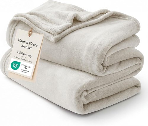 Bedsure GentleSoft Fleece Blanket - Cozy & Cute Throw for Kids | 43x55 Inches, Linen