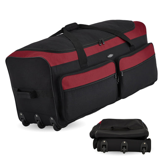 Travelers Club 36" Asgard 3-Wheel Rolling Duffel Bag ,Black and Red