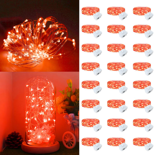24Pack Fairy Lights Battery Operated, 7ft 20 LED 3 Modes Speed Twinkle Mini String Lights Waterproof Silver Wire Firefly Starry Lights for Mason Jars Wedding Party Christmas Decorations