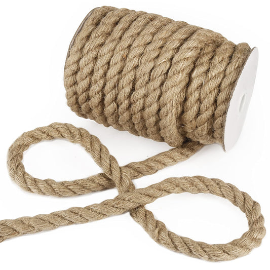 Tenn Well 1/2 inch Jute Rope, 33 Feet 14mm Thick Twine Rope for Crafting, Gardening, Home Decor, Farmhouse Decor, Cat Scratching Post