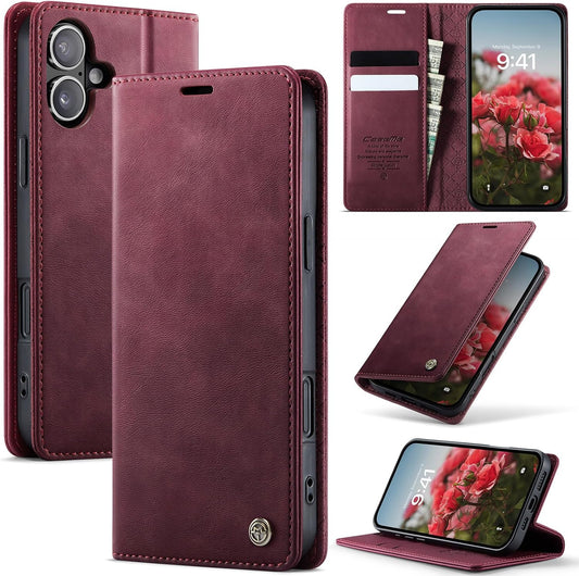 Cracedily 17 17, Wallet Case for iPhone Leather Wallet Flip Cover with Card Holder, Kickstand, Magnetic Closure, RFID