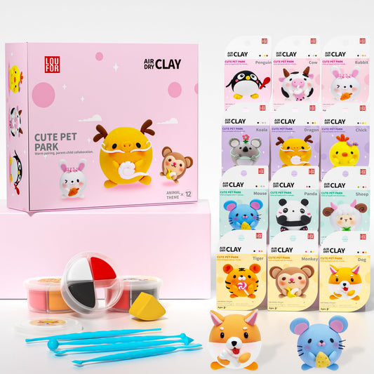 Air Dry Clay for Kids - Modeling Clay Kits, Ultra Light & Soft, Safe & Non-Toxic, 12 Boxes DIY Model Magic Clay with Sculpting Tools & Tutorials, Individual Packs, Creative Art Crafts Toys Gifts