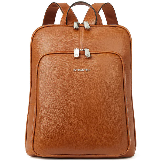 BOSTANTEN Genuine Leather Backpack Purse for Women Casual College Travel Bags Brown