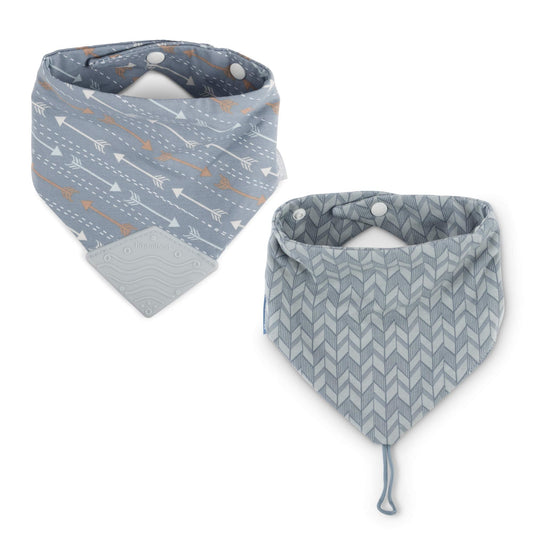 BooginHead by Infantino Cotton Baby Drool Bibs, Teething Bib and Pacifier Holder Bib, Blue Arrows
