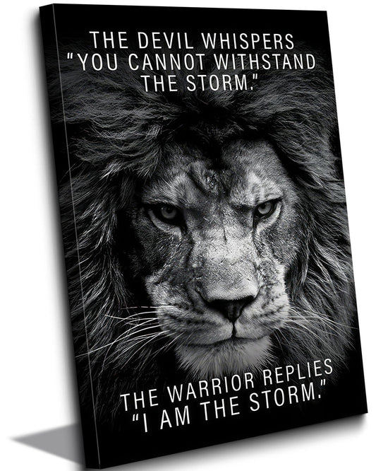 Black and White Lion Inspiring Canvas Wall Art Animal Motivational Picture Man Cave Inspirational Lion Poster Prints Modern Quotes Artwork Wall Decor for Bedroom Office Living Room 12x16in Framed