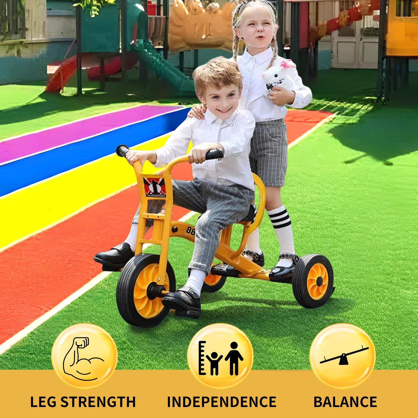 Kids Tricycle for Preschool Playground, Daycare Toddler Trike, Toddler Bikes for Riders Ages 2+, Outdoor Playground Equipment Tricycles