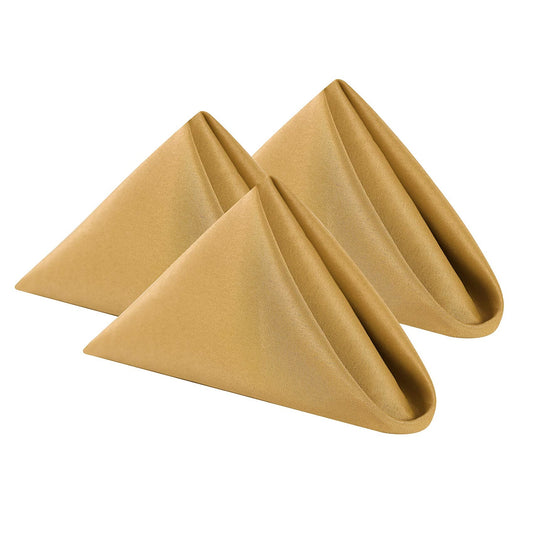 Cloth Napkins 20x20 inch Washable Polyester Dinner Napkins Soft Table Napkins for Wedding Party Dining Banquet(Gold,100PCS)
