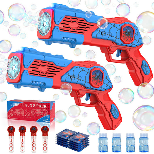 2PCS Bubble Gun for Kids, Spider Bubble Machine Gun with 4 Bubble Solution, Outdoors Toy, Easter, Halloween, Christmas, Party Favors, Birthday Gifts for Boys & Girls Ages 3 4 5 6 7 8