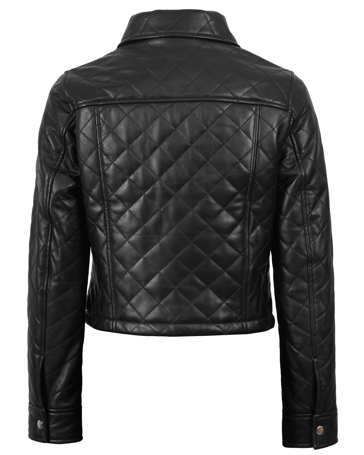 Decrum Disc Leather Jackets for Women - Short Women Leather Jacket | [1329983] Slvia Qultd Crop, M