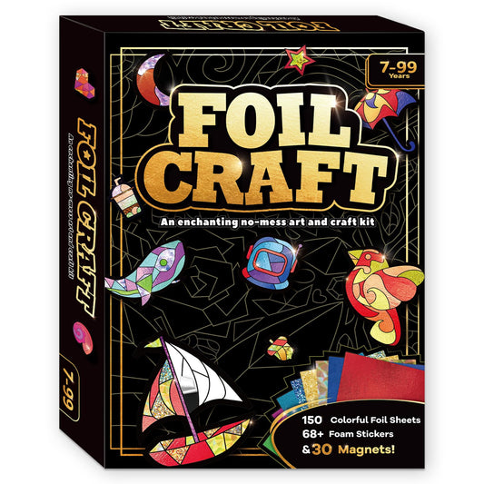 FLUXOJOY Foil Art Craft Kits for Kids, Mess -Free Fun Activity Set for Child, DIY Printing Craft Kit, Birthday Party Gifts for Ages 4 5 6 7 8 9 10 11 12 and Up, Art Travel Toys for Boys Girls