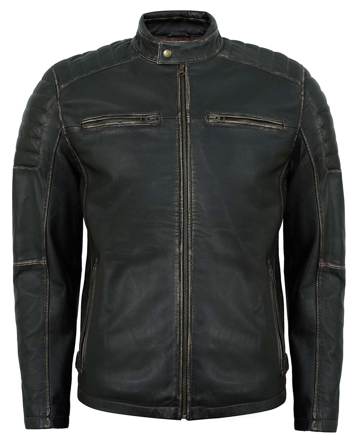 UrbanFocal Quilted Brown Leather Jacket Men - Real Lambskin Stylish ZipUp Mens Leather Jackets | [101011006] Felx Ruboff, 2XL