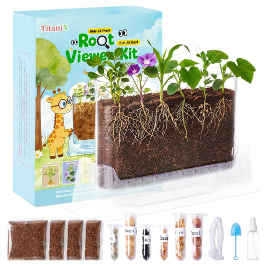 TitaniX Root Viewer Kit for Kids with 6 Seed Varieties, STEM Science Toy & Craft Growing Kits for Boys & Girls, Grow Your Own Plant for Ages 4-8 Birthday Gifts for Boy,4, 5, 6, 7, 8, Year Old