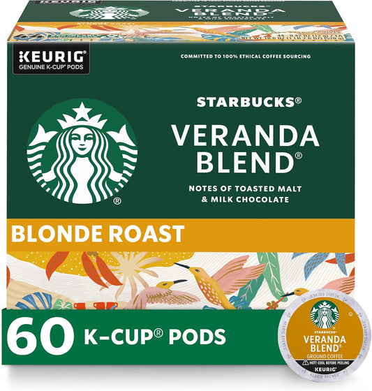 Starbucks K-Cup Coffee Pods - Blonde Roast Veranda Blend for Hot or Iced Coffee | 60 Count