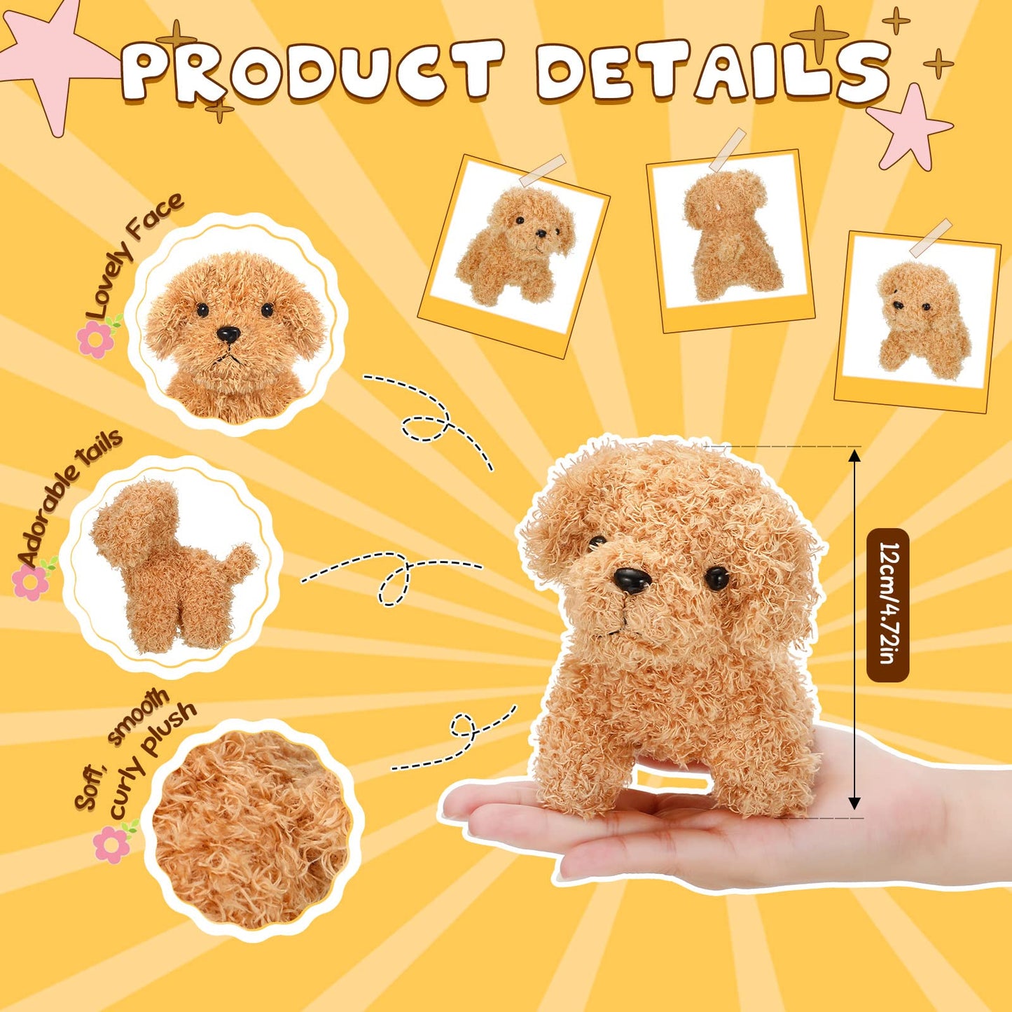 HyDren 30 Pcs 4.72 in Puppy Dogs Stuffed Animals Bulk Adopt a Puppy Mini Stuffed Plush Soft Puppies Dog Fluffy Plush Animal for Kids Baby Girls Boys Birthday Gifts Indoor Adoption Event(Light Brown)