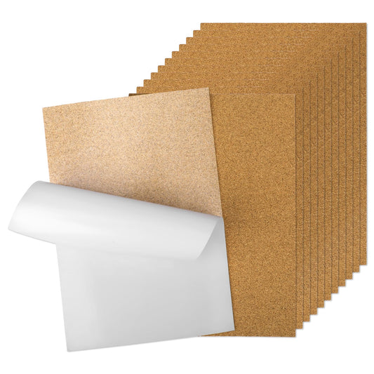 Gosknor 12pcs Self-Adhesive Cork Sheet, 11.81x8.27x0.04 Inch Cork Backing Mat for Coasters Cork Pads with Adhesive Back Cork Coasters Cork Plant Coasters Cork Tiles Sheet for Coasters DIY Crafts