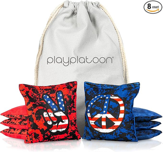 Professional Cornhole Bags - Set of 8 Regulation All Weather Double Sided - Sticky Side/Slick Side Bean Bags for Pro Corn Hole Game