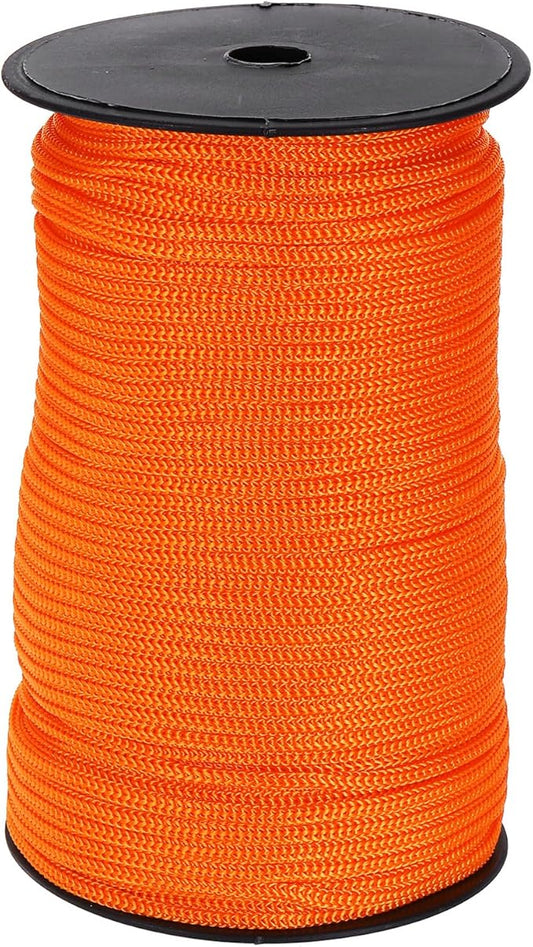 MECCANIXITY 3/16 Inch Polypropylene Rope Braided Ropes, 328ft Nylon Rope Hollow Utility Cord for Clothesline, Camping, Hiking, Outdoor, Dark Orange