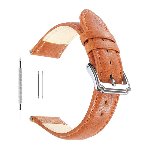 Berfine 18mm 20mm 22mm Calf Leather Watch Band, Extra Soft Watch Strap for Men Women (18mm, Brown)