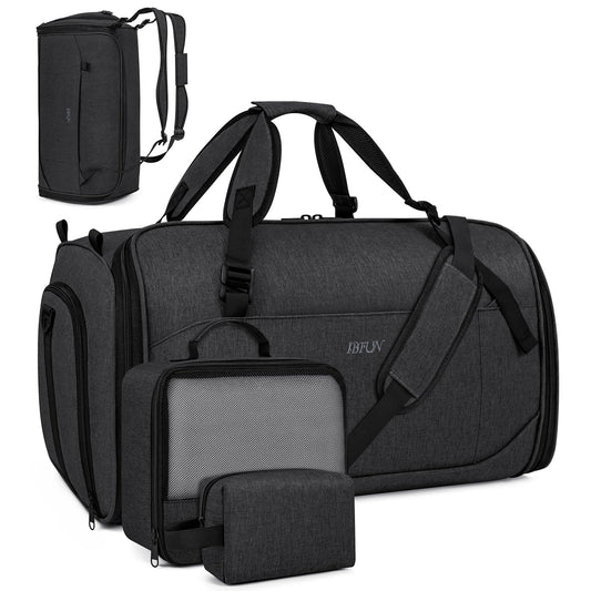 Convertible Garment Bags for Travel - Carry on Garment Duffle Bag with Backpack Straps for Men Women, 4 in 1 Large Travel Duffel Bags with Shoes Compartment Hanging Suit Dress Weekender Bag 3pcs Set