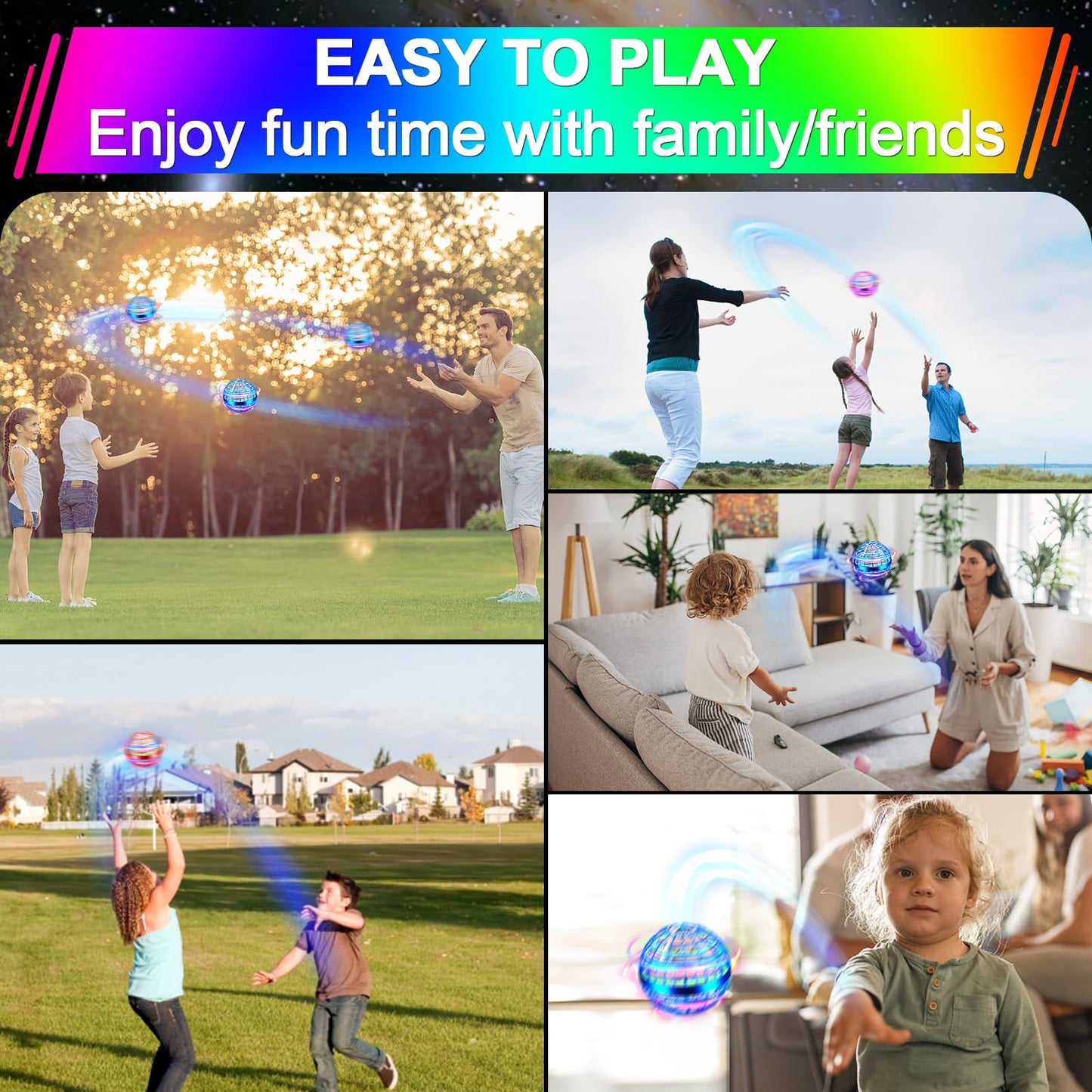 Vantexi Flying Orb Ball Toy,2026 Upgraded Parachute LED,Magic Hand Controlled Mini Gravity Ball,Cosmic Globe Boomerang,Cool Christmas Birthday Gift for 6 7 8 9 10+ Year Old Boys Girls-Blue & Blue