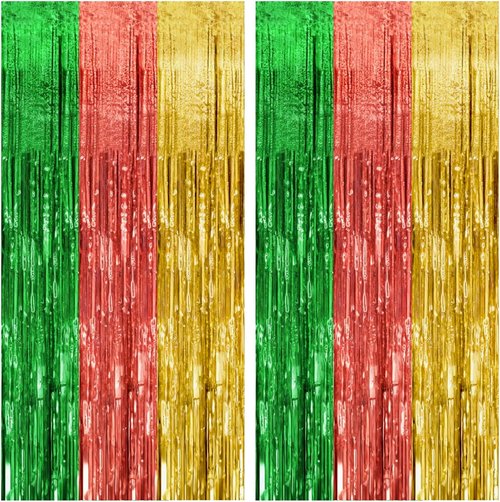 Hawaii Backdrop Party Decorations - 2 Pack Tinsel Curtain for Vibrant Summer Events | Photo Booth Decor