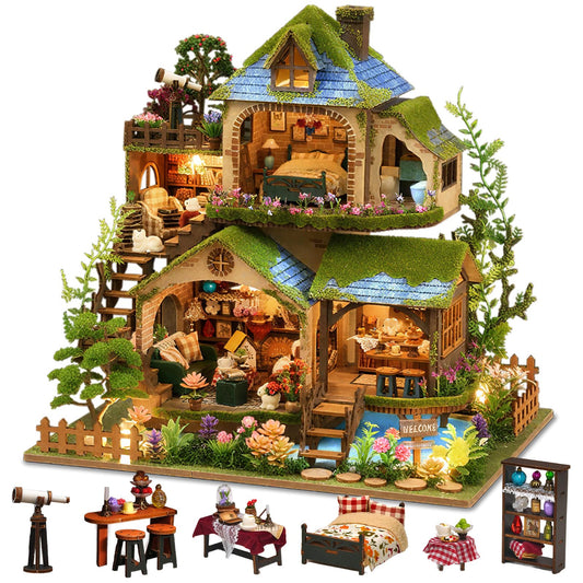 LogicTwist DIY Miniature House Kit with LED Lights, Forest Adventure Wooden Mini House Building Kit for Adults & Teens, Creative Crafts for Women, Friends & Hobbyists