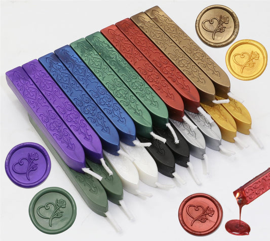 20 Pcs Mixed Color Sealing Wax Sticks with Wicks for Letter Seal Wax Stamp, Assorted Colors Wax Seal Sticks with Wicks are Great for Wedding Invitations, Christmas Gift (20)