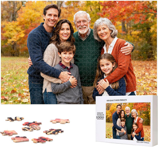 Skiennix Custom 1000-Piece Puzzle | Personalized Family Photo Gift for Christmas, Birthdays, Weddings