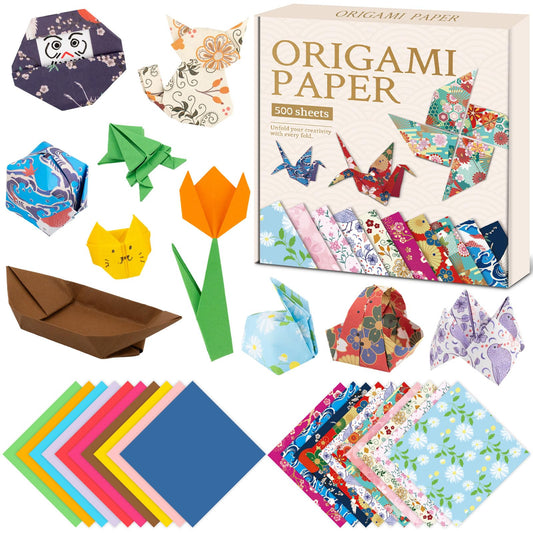 hapray Japanese Origami Paper, Double Sided Color Origami Paper 6x6 for Scrapbook Decor, Colored Easy Folding Crafts for Kids Ages 5-8 8-12, DIY Arts Crafts for Beginners