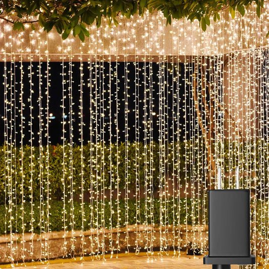 Solhice LED Curtain Lights - 800 Warm White Twinkle Lights for Outdoor & Indoor Décor | 40ft x 10ft
