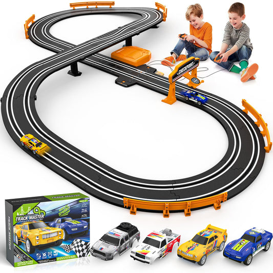 Slot Car Race Track Sets for Boys, Race Car Track with 2 High-Speed Slot Cars, Battery or Electric Car Track, Dual Racing Game Lap Counter Track Sets, Toys Gifts for Boys Girls Ages 4 5 6 7 8-12