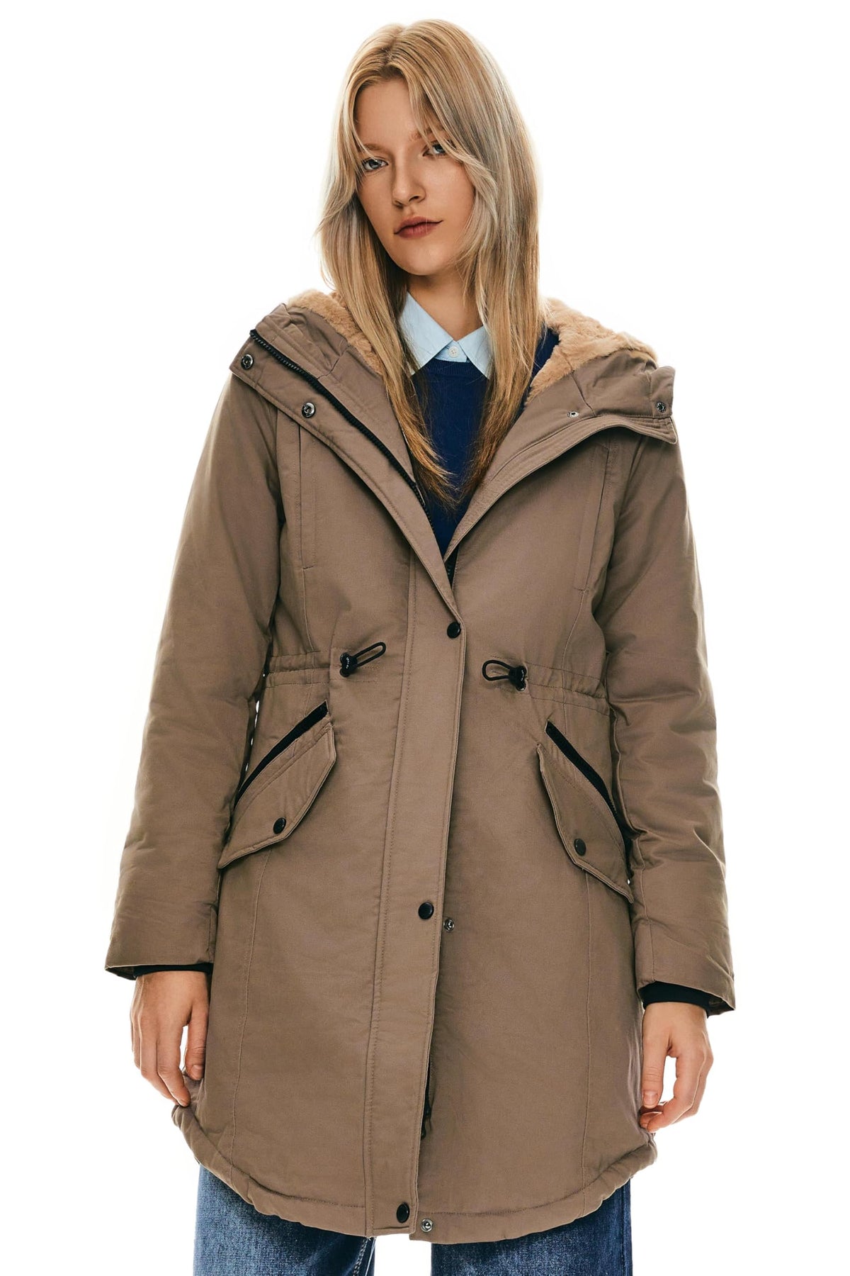Orolay Women's Thicken Fleece Lined Parka Winter Coat Hooded Jacket with Pockets Kangaroo M