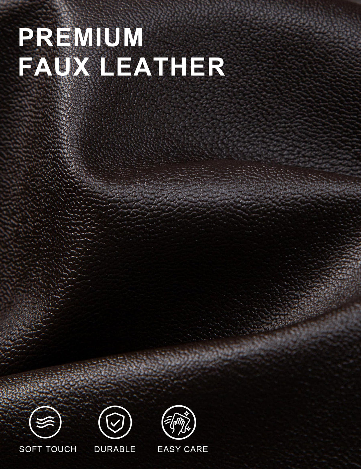 Brown Leather Jacket Men Faux Leather Moto Biker Coat Outwear Windproof L