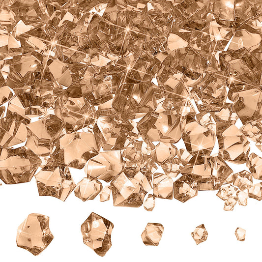 Syhood 570 Pcs 5 Sizes Amber Fake Crushed Ice Rocks Acrylic Crystal Gems Sparking Amber Plastic Diamonds Marble for Vase Fillers DIY Craft Wedding Table Scattering Room Decoration