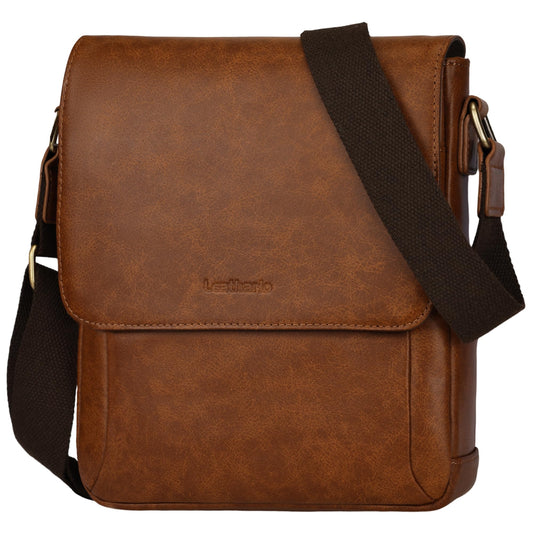 Leathario Crossbody Bag for Men Genuine Leather Small Messenger Shoulder Purse Side Vintage Satchel for Work Business Daily