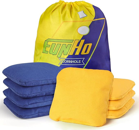 EunHo Dual Sided Cornhole Bags Regulation Set of 8 Professional Cornhole Bean Bags Slick and Stick for Tossing Game-All Weather