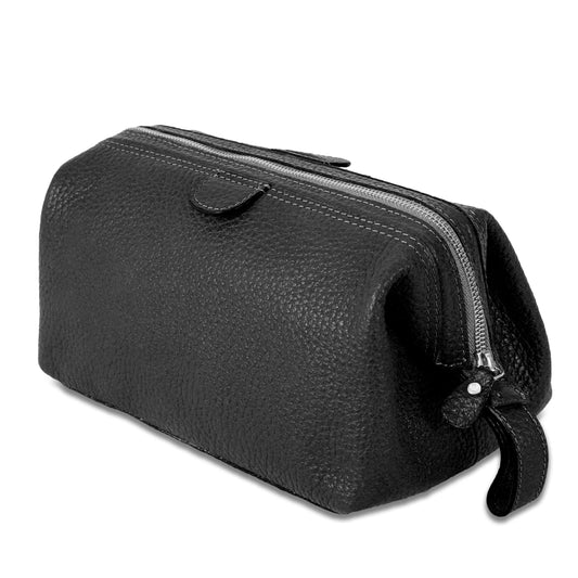 KomalC Premium Buffalo Leather Toiletry Bag for Men & Women With Water resistant Lining, Grooming Travel Pouch, Unisex Wash Bag for Toiletries, Gifts for Men and Women