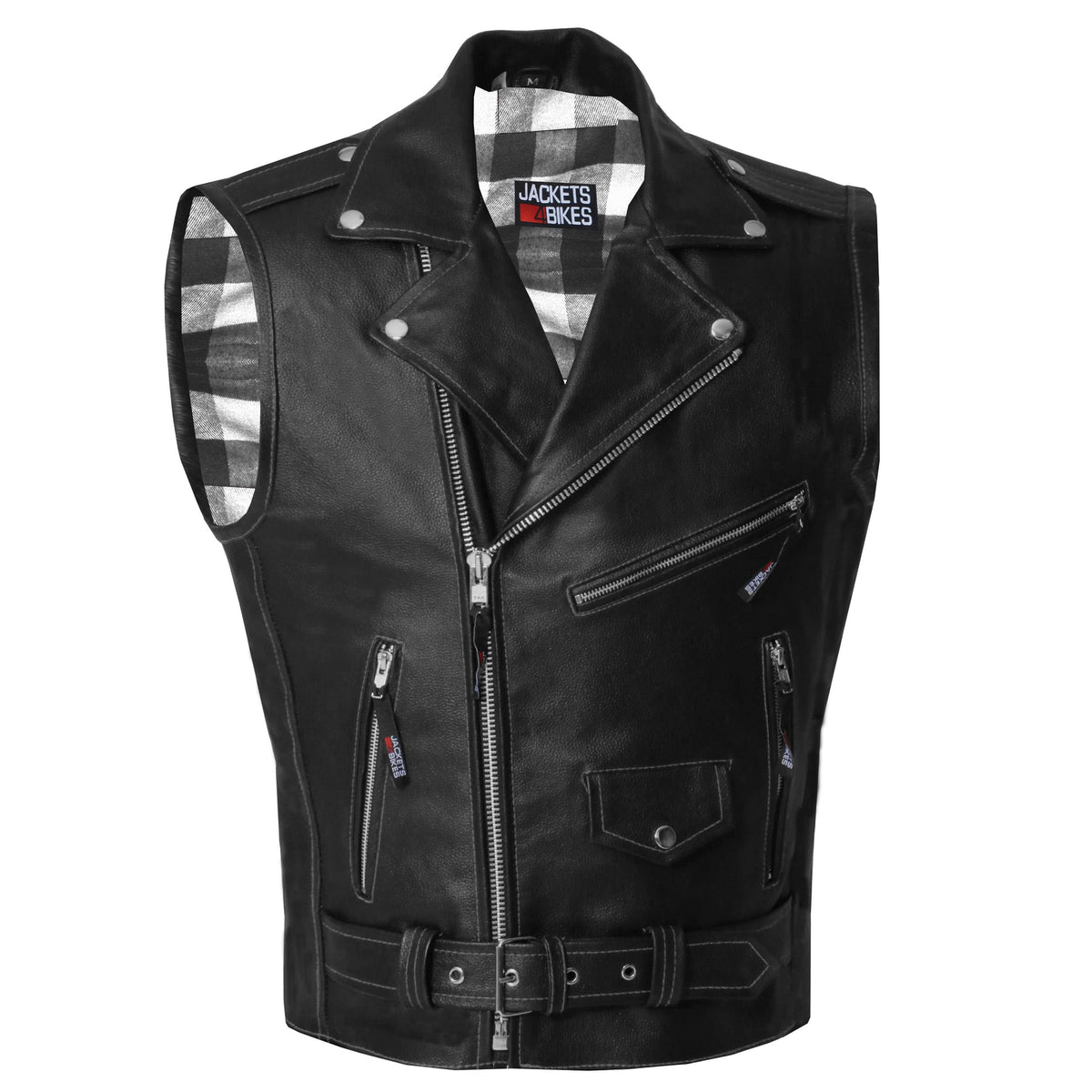 Jackets 4 Bikes Men's Classic Buffalo Leather Motorcycle Biker Vest | Vintage Cruiser Vest for Men, | Stylish Street Club Riding Flannel White L