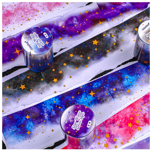 Frekyar Star PET Tape Stickers for Scrapbooking Supplies,6 Rolls of Holographic Starry Sky Themed Decorative Tape Stickers for Journaling, Junk Journal Supplies, DIY Crafts(Ripple)